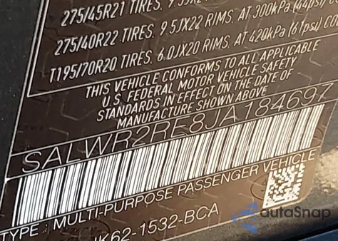 2018 Land Rover Range Rover Sport Supercharged/Supercharged Dynamic z USA, uszkodzony, nr VIN SALWR2RE8JA184697